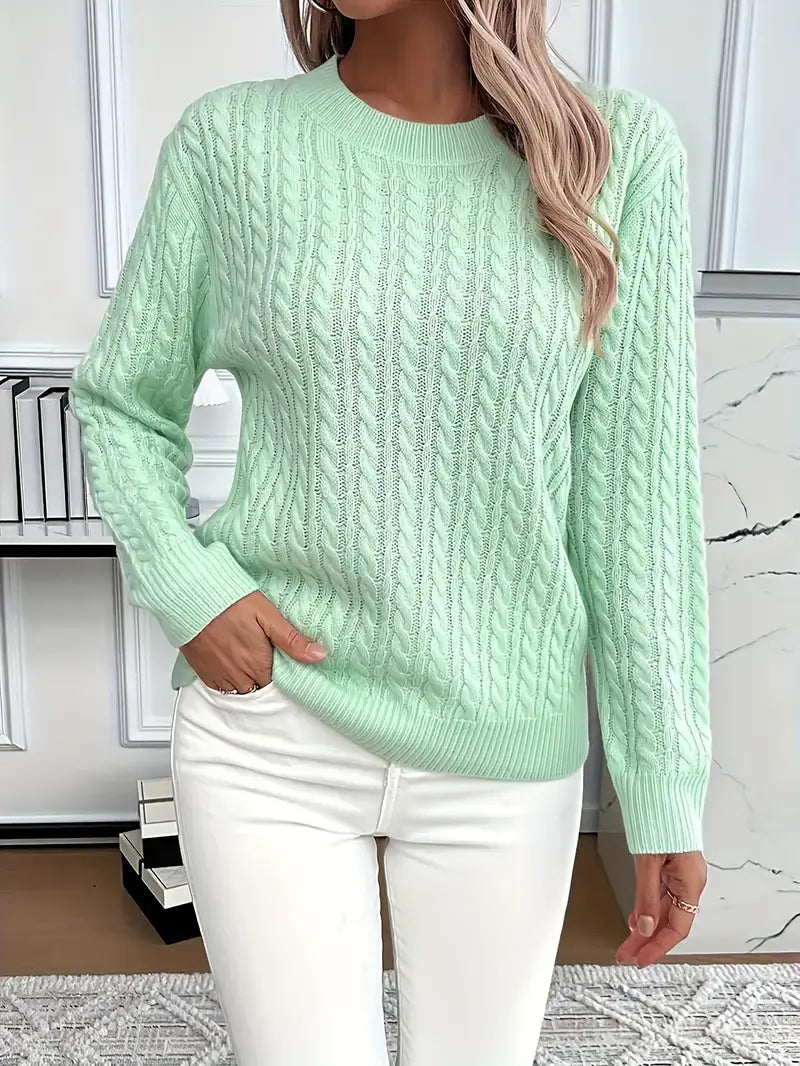 Relaxed Fit Cable Knit Sweater - Jenny
