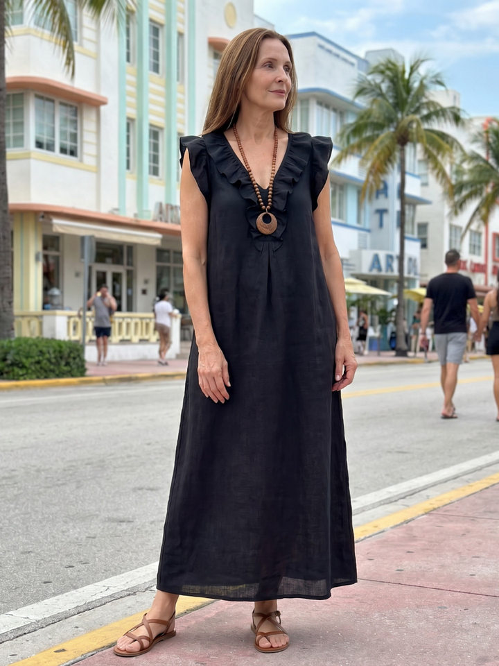 Relaxed V-Neck Summer Dress - Danielle