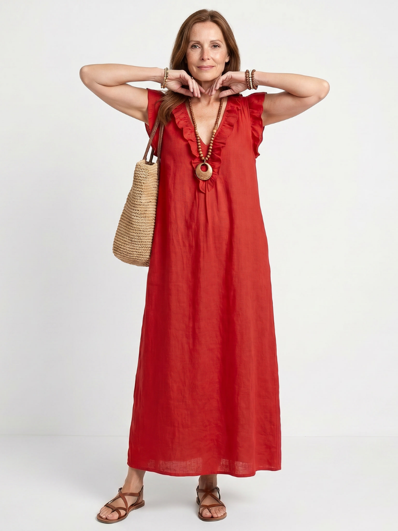 Relaxed V-Neck Summer Dress - Danielle