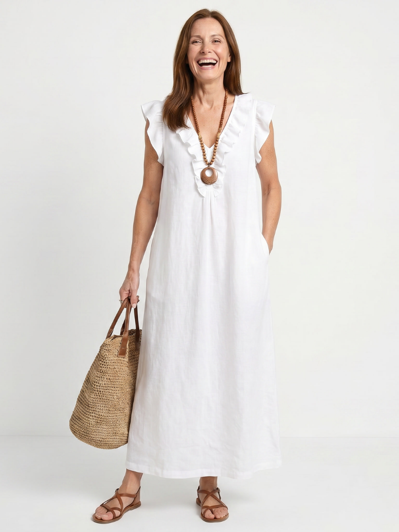 Relaxed V-Neck Summer Dress - Danielle