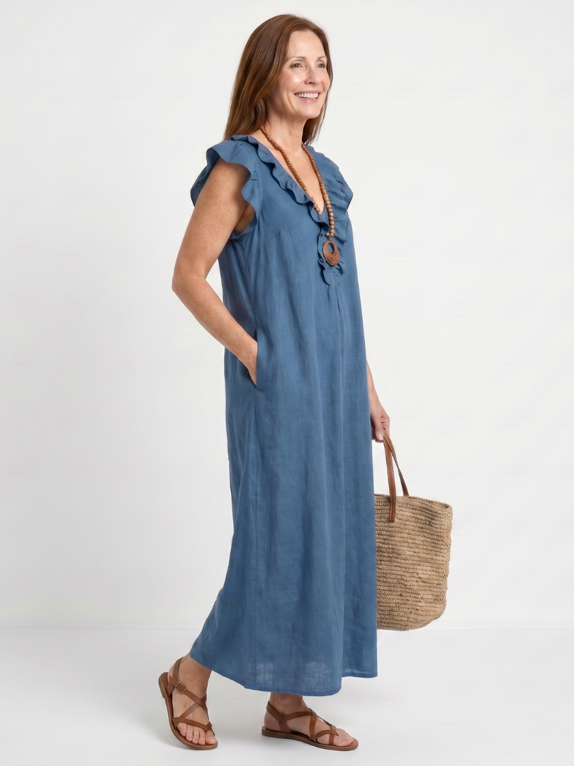 Relaxed V-Neck Summer Dress - Danielle