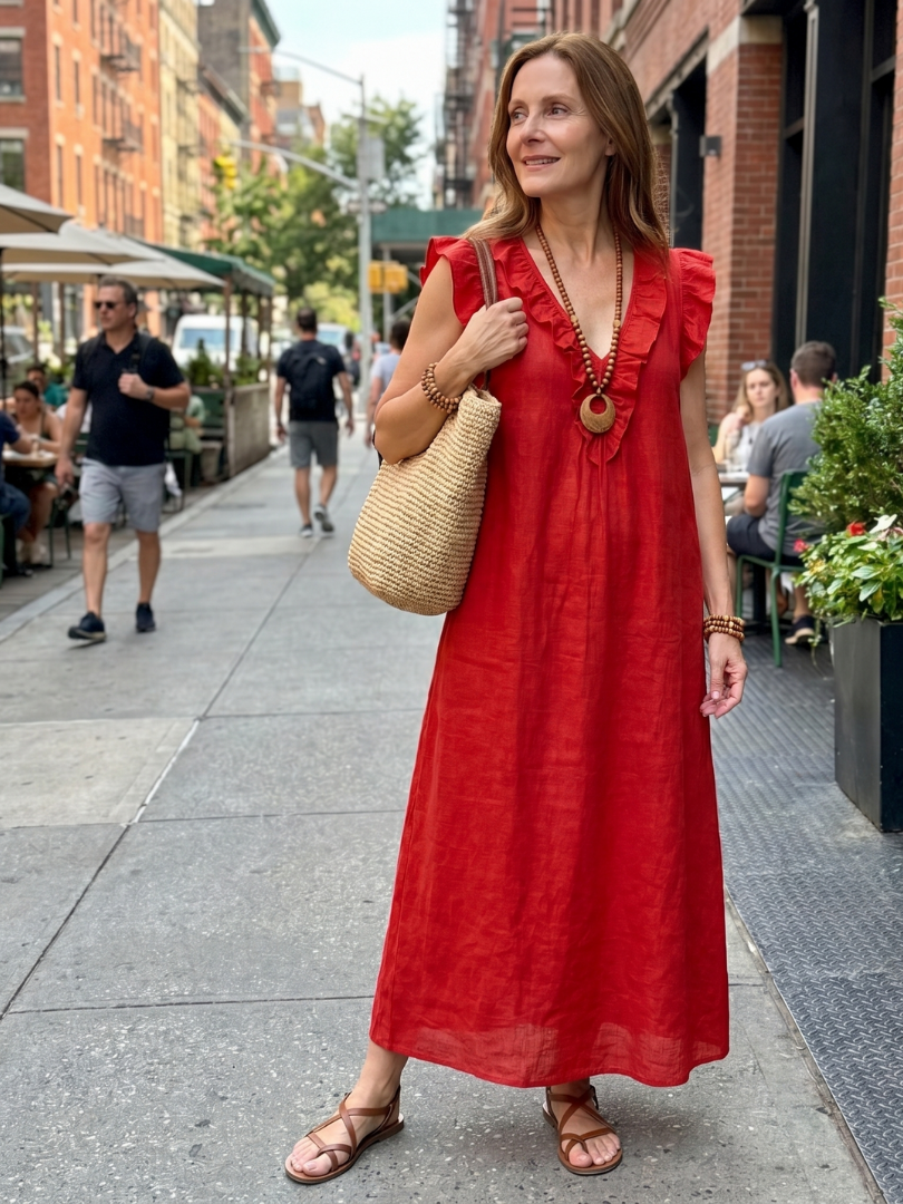 Relaxed V-Neck Summer Dress - Danielle