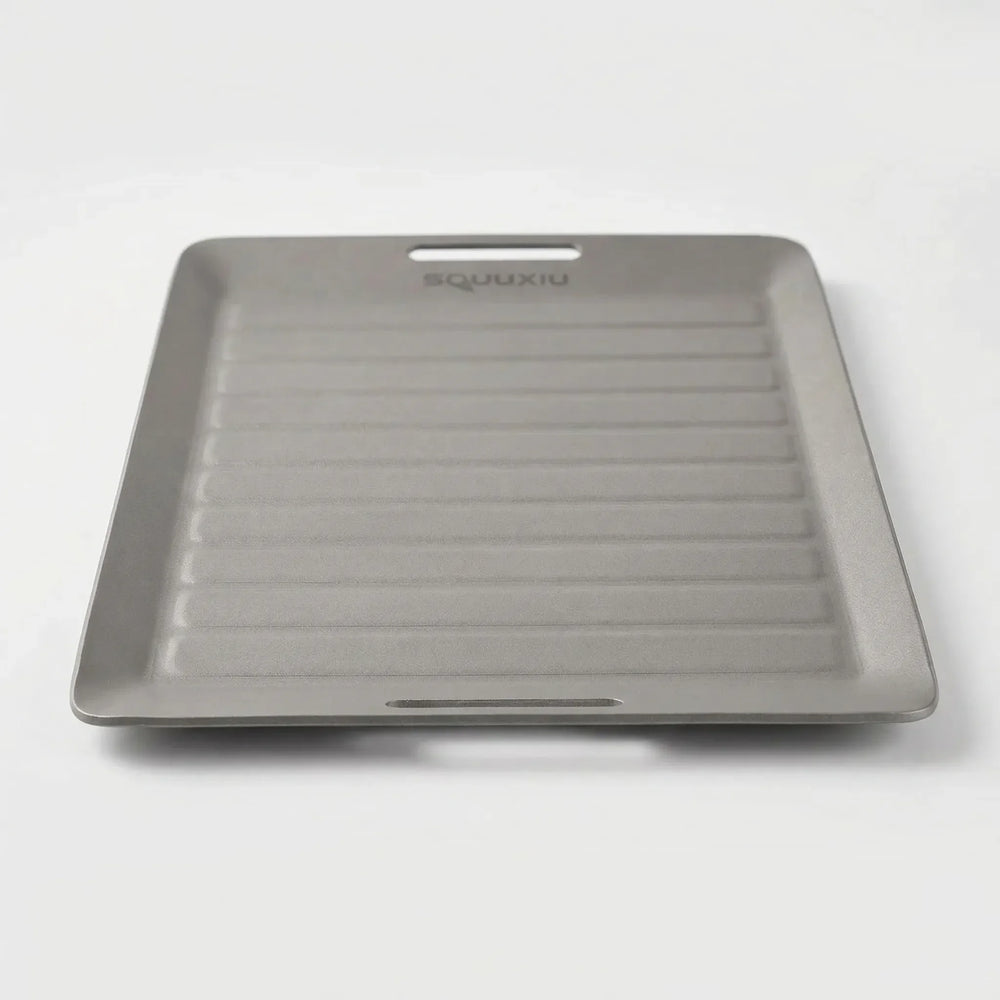 Ridged Titanium Camping Grill Plate With Tongs -  Flamekit
