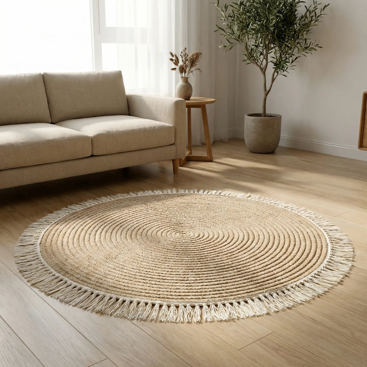 Rond Gevlochten Vloerkleed Met Franjes - Weavora