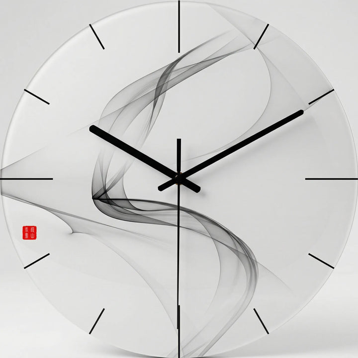 Ronde Wandklok Met Modern Donker Patroon - Chronalis