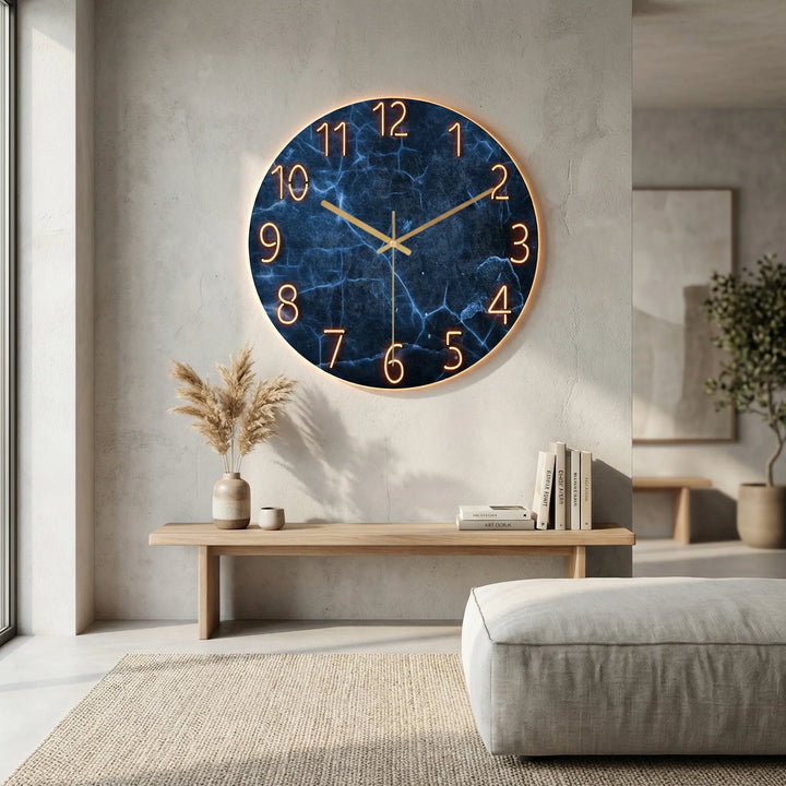 Ronde Wandklok Met Modern Donker Patroon - Chronalis