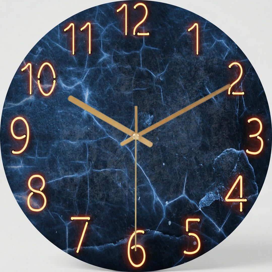 Ronde Wandklok Met Modern Donker Patroon - Chronalis