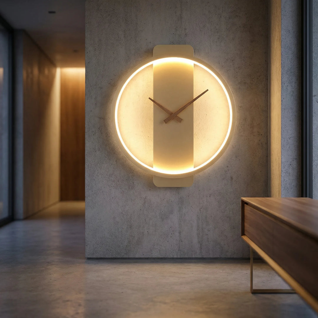 Ronde Wandklok Met Warm Verlichtingsring - Glowround