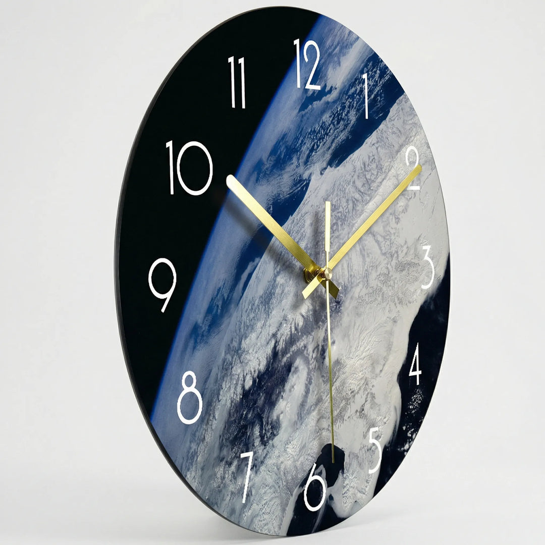 Round Artistic Wall Clock With Space Print - Orbitara