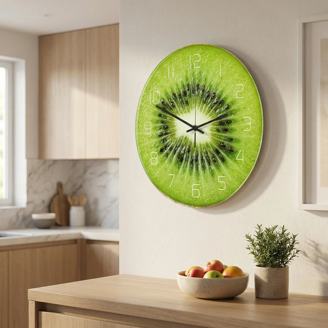 Round Fruit Print Wall Clock - KiwiLume