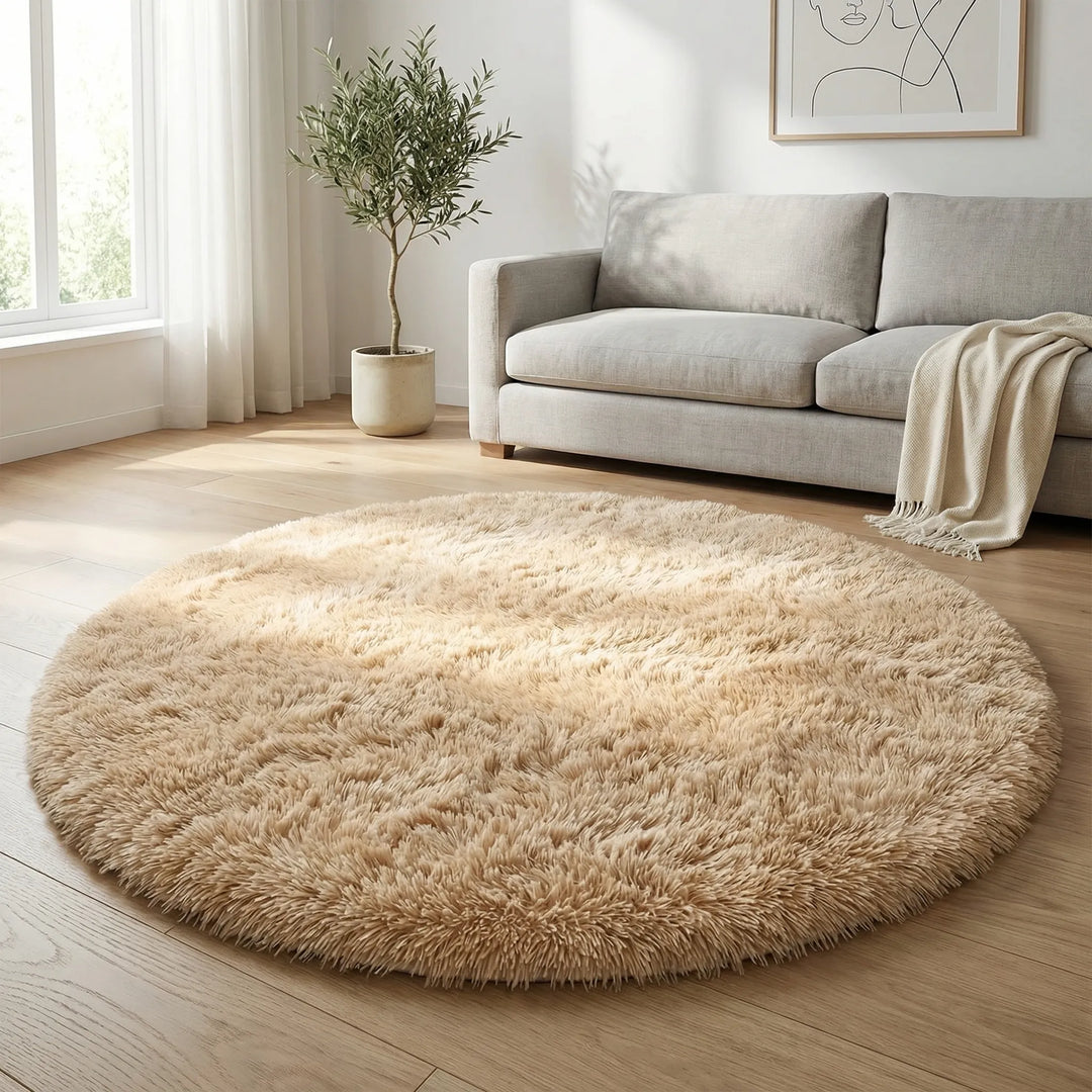Round High Pile Area Rug - Plusharo
