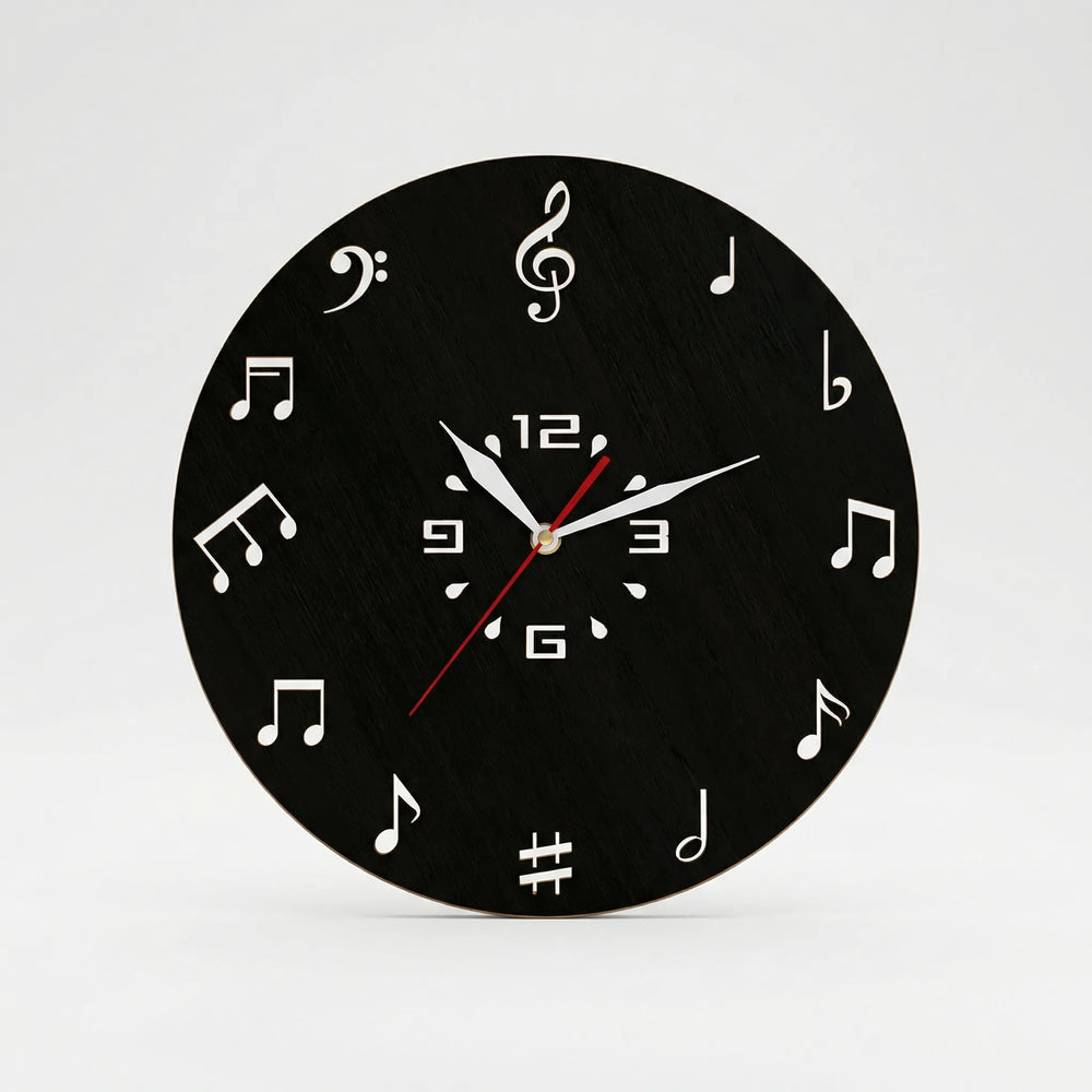 Round Musical Notation Wall Clock - Melodiqueo