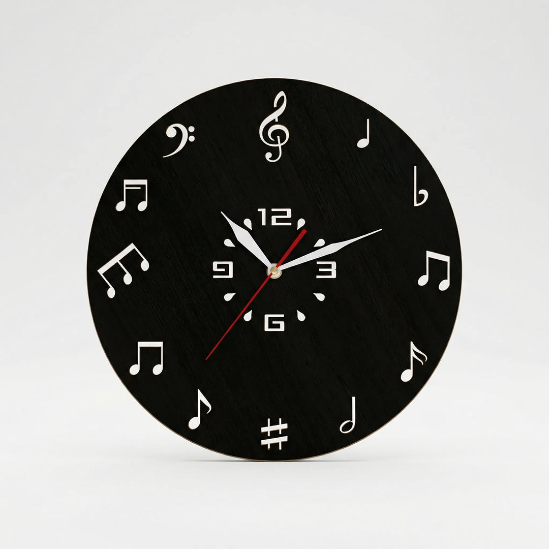 Round Musical Notation Wall Clock - Melodiqueo