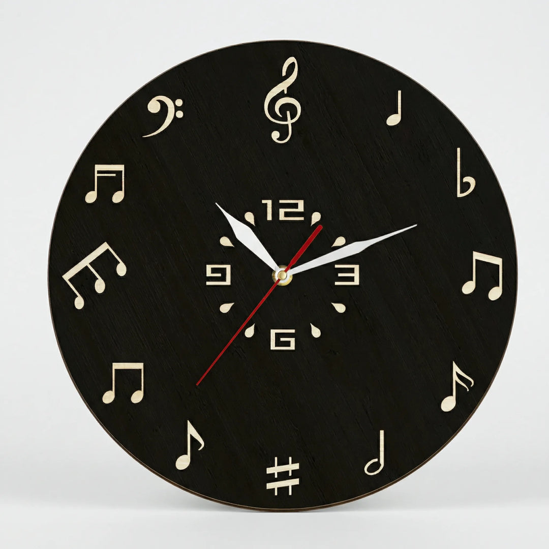 Round Musical Notation Wall Clock - Melodiqueo