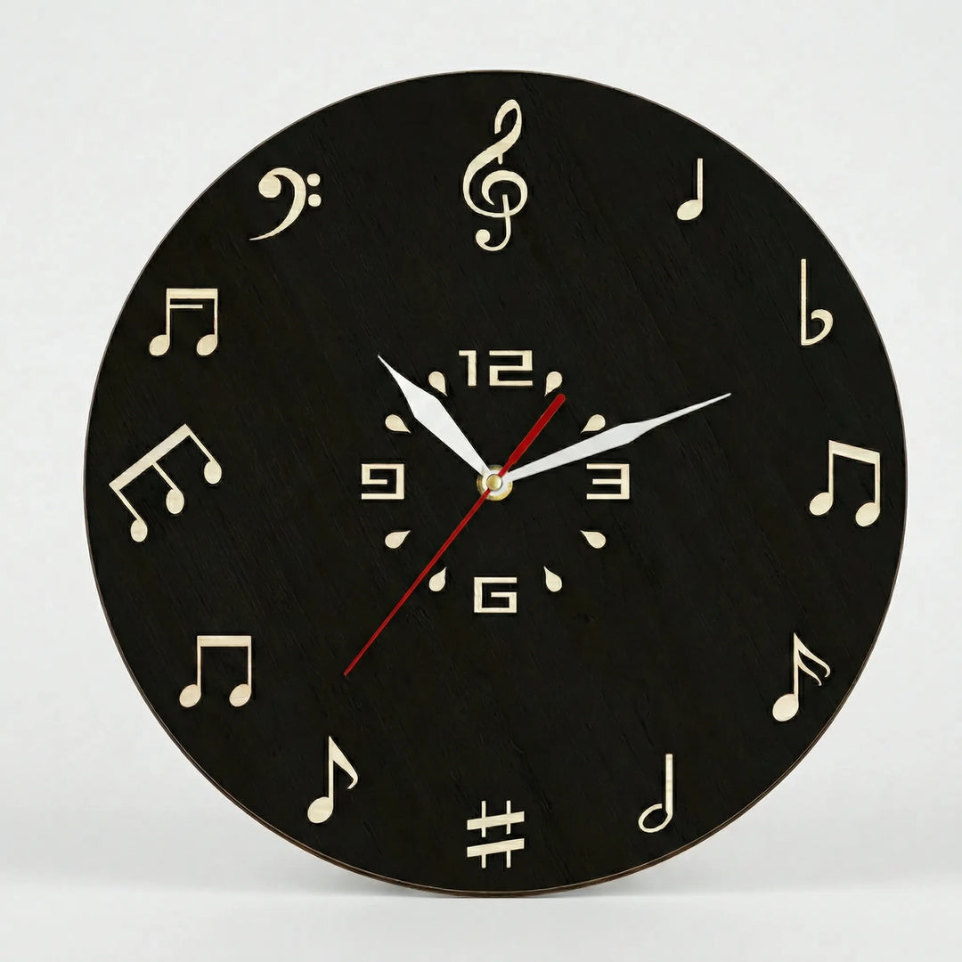 Round Musical Notation Wall Clock - Melodiqueo
