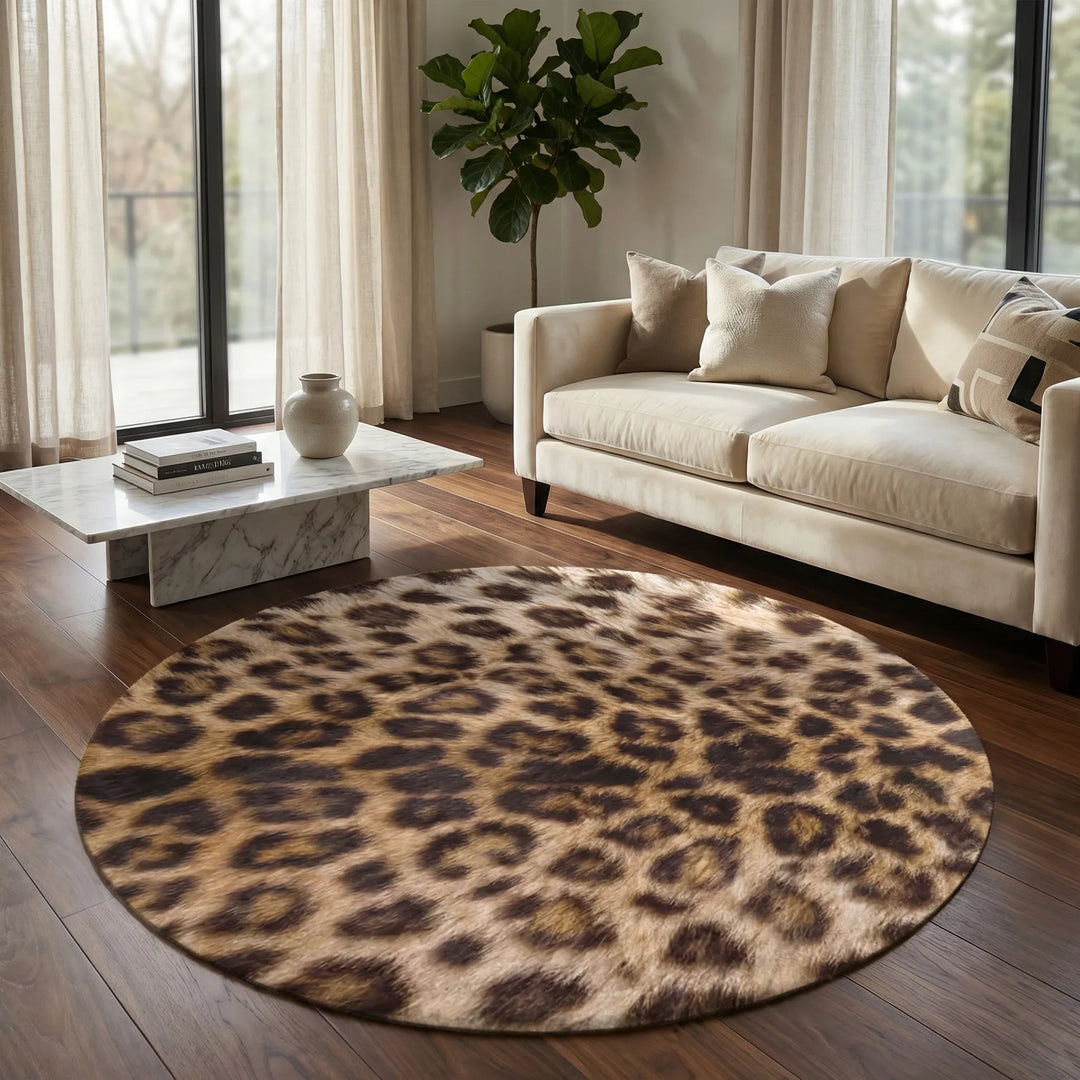 Round Patterned Area Rug - Leopura