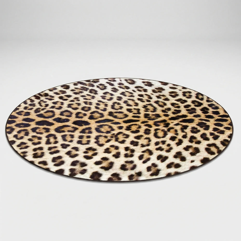 Round Patterned Area Rug - Leopurex