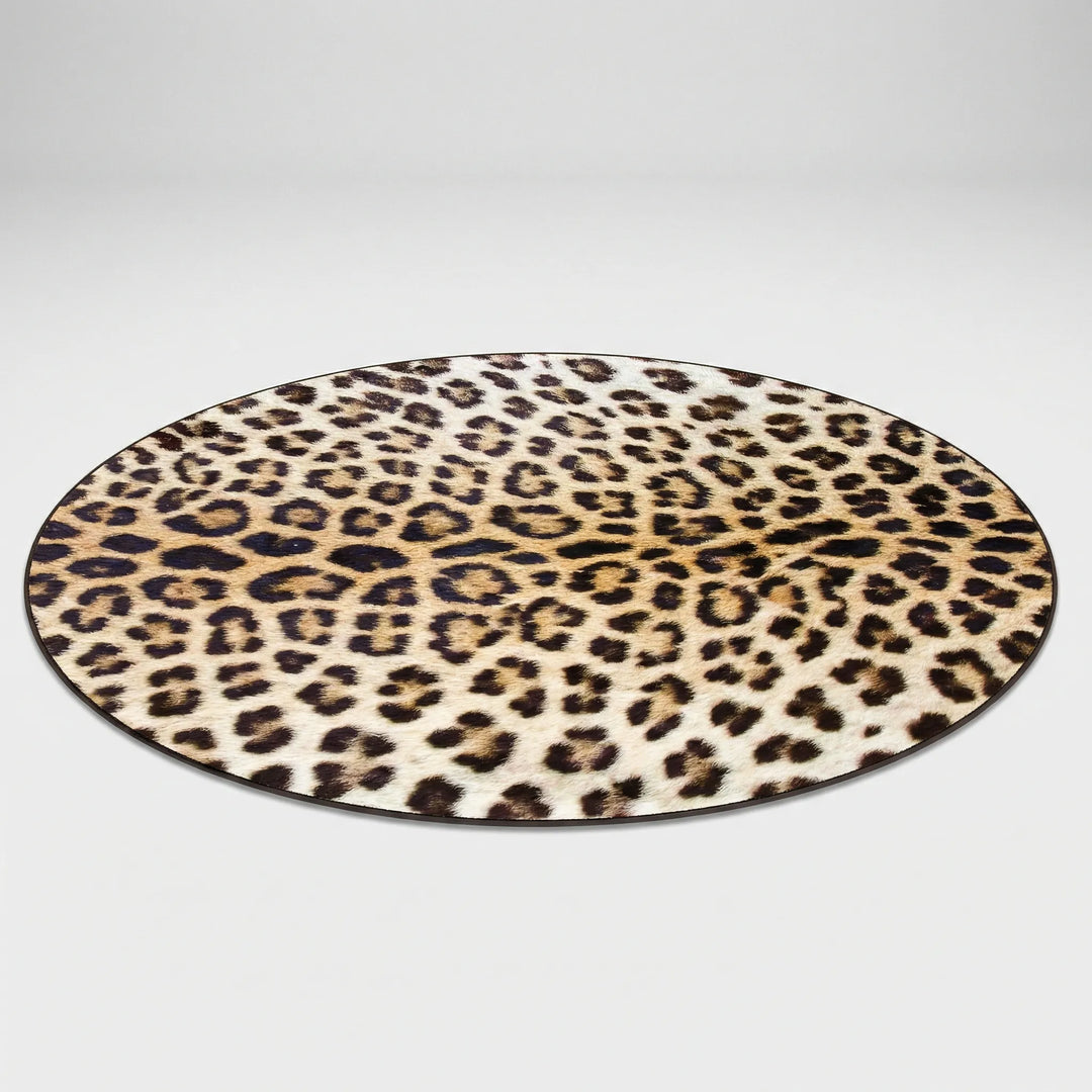 Round Patterned Area Rug - Leopurex