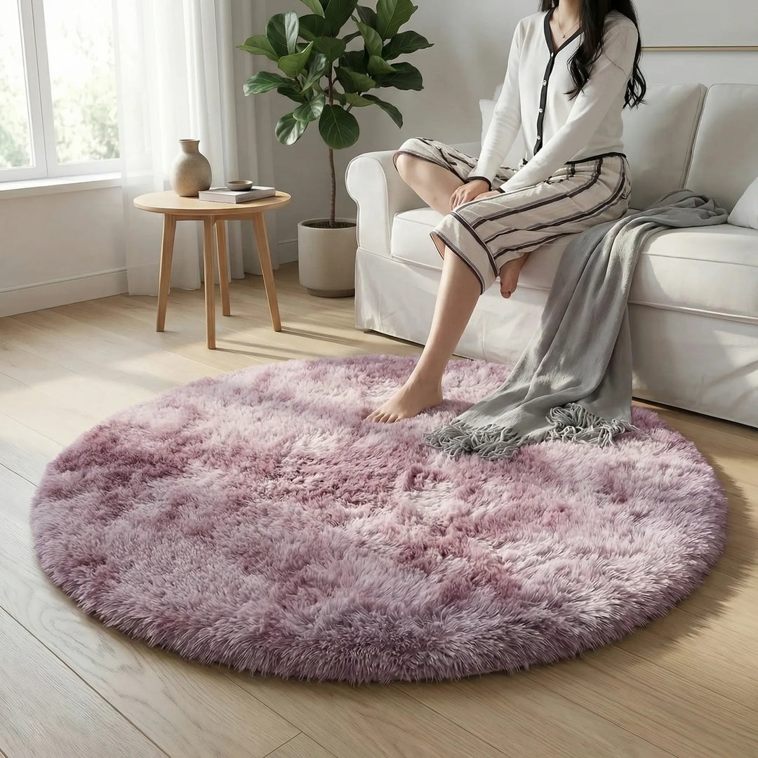 Round Plush Area Rug - Lunafluff