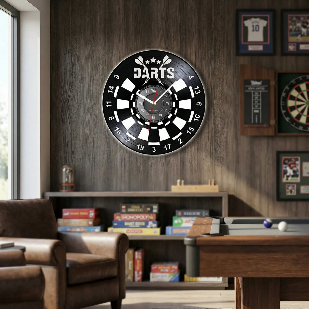 Round Wall Clock With Dart Motif - Dartorio