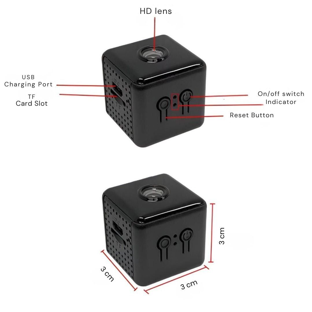 Wireless Magnetic Backup Camera with Night Vision for Cars, RVs and Trailers, diagram showing the camera parts and dimensions.