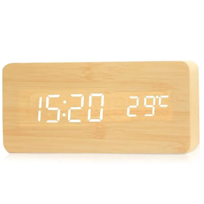 Digital wooden alarm clock with LED display – WoodSync