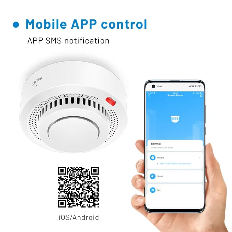 Smart WiFi Smoke Detector Fire Alarm 85dB – SafeSense