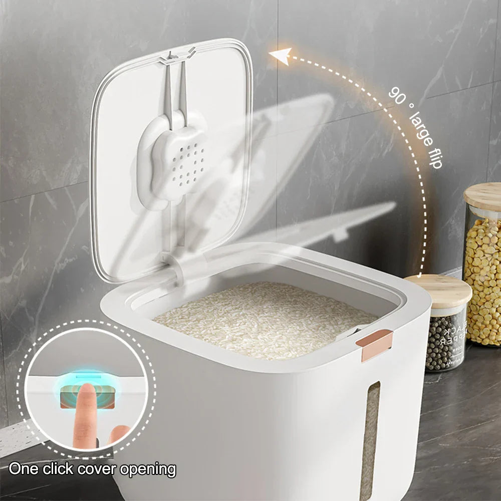 Rice Storage Box 5–10kg Airtight Moisture & Insect Resistant with Measuring Cup – GrainSafe