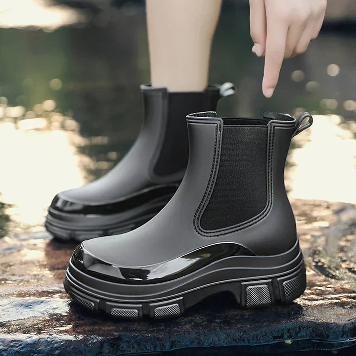 Women's Chelsea Rain Boots with Chunky Platform Sole – Elara