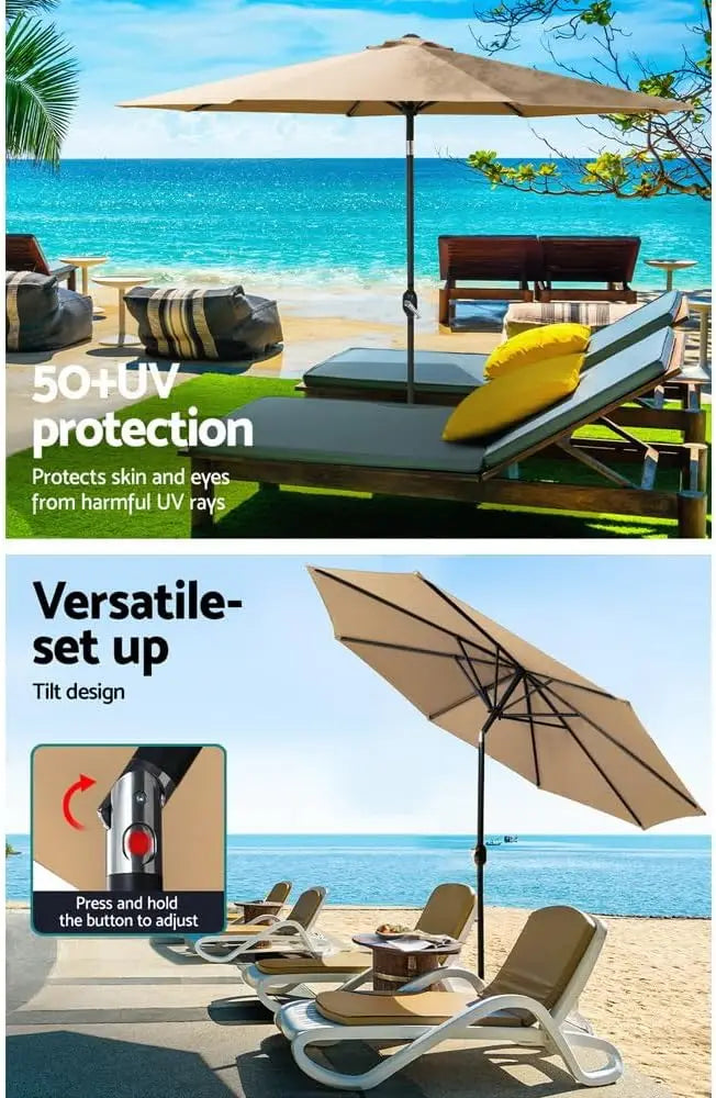 2.7m Outdoor Umbrella with Pole Stand – Solira – (UV & Water Resistant)