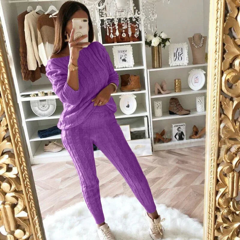 Ladies' Knitted Tracksuit Two-Piece Set for Autumn & Winter – Isaline