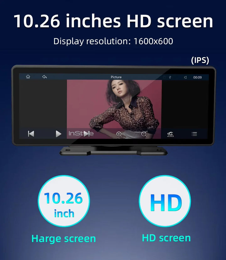 Universal 10.26-Inch Car Multimedia Player with Wireless CarPlay and Android Auto