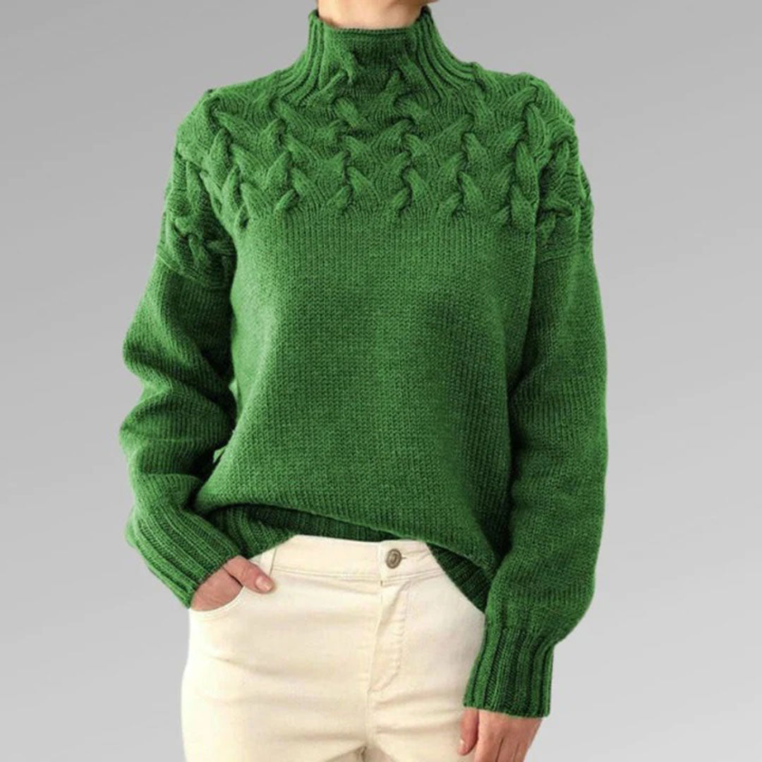 Knitted Ladies Autumn Sweater with Collar – Sienna