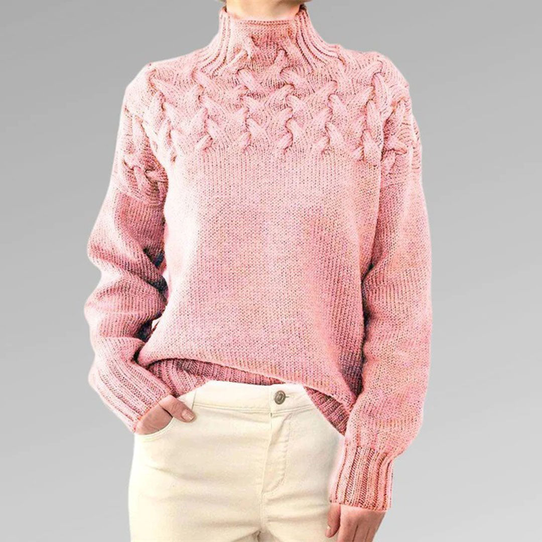 Knitted Ladies Autumn Sweater with Collar – Sienna