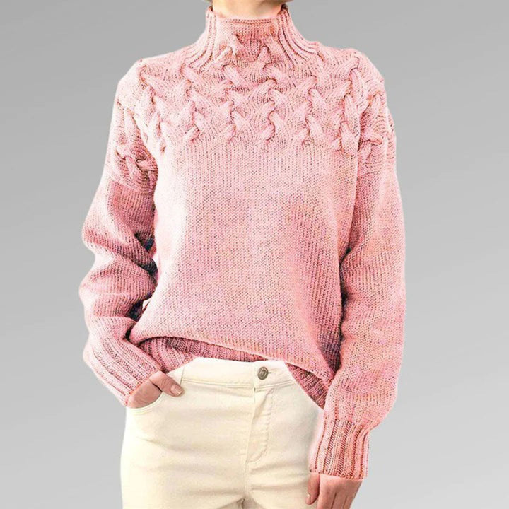 Knitted Ladies Autumn Sweater with Collar – Sienna