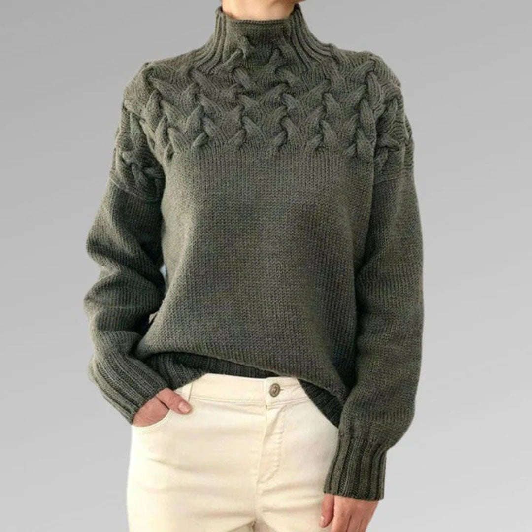 Knitted Ladies Autumn Sweater with Collar – Sienna