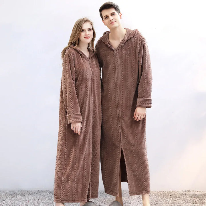 Hooded flannel bathrobe for couples – CosyHug