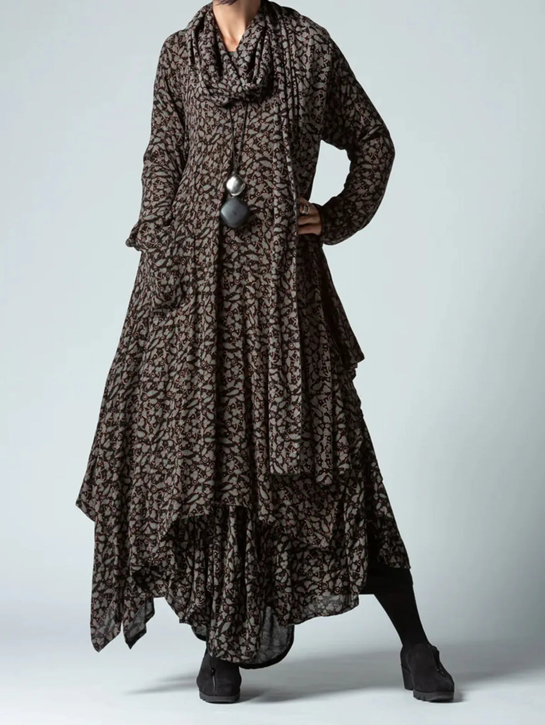 Maxi Autumn Dress with Print – Soraya