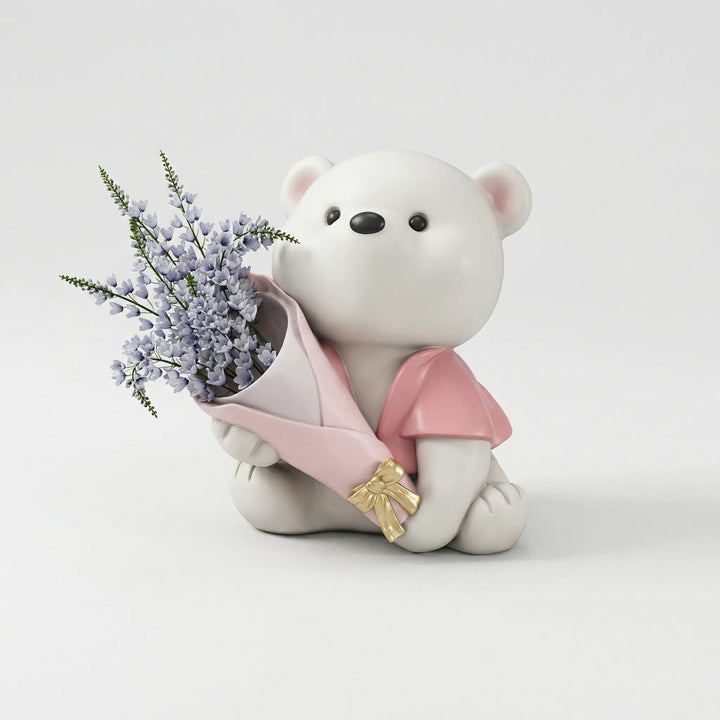 Schattig Beertje Met Bloemenboeket - TeddyBloom