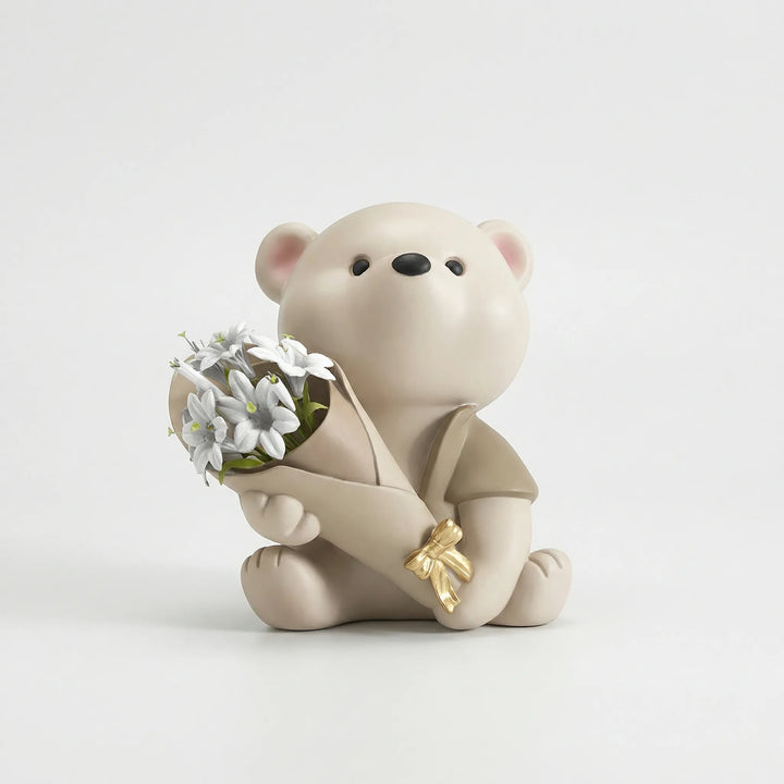 Schattig Beertje Met Bloemenboeket - TeddyBloom