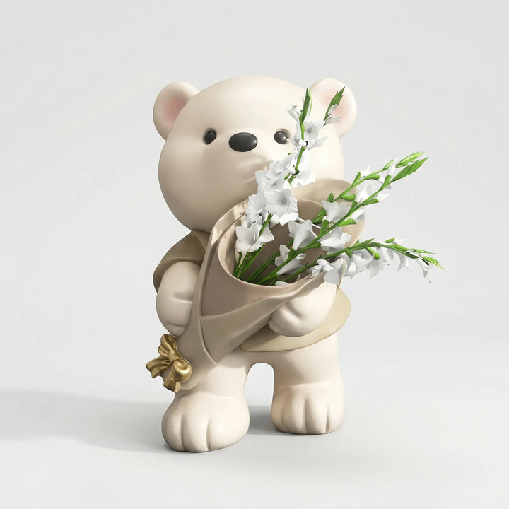Schattig Beertje Met Bloemenboeket - TeddyBloom