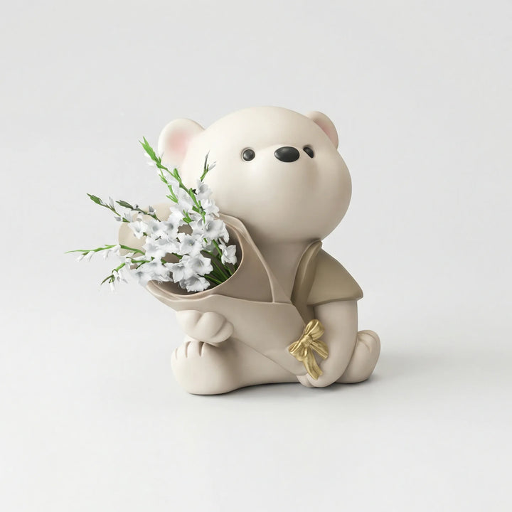 Schattig Beertje Met Bloemenboeket - TeddyBloom
