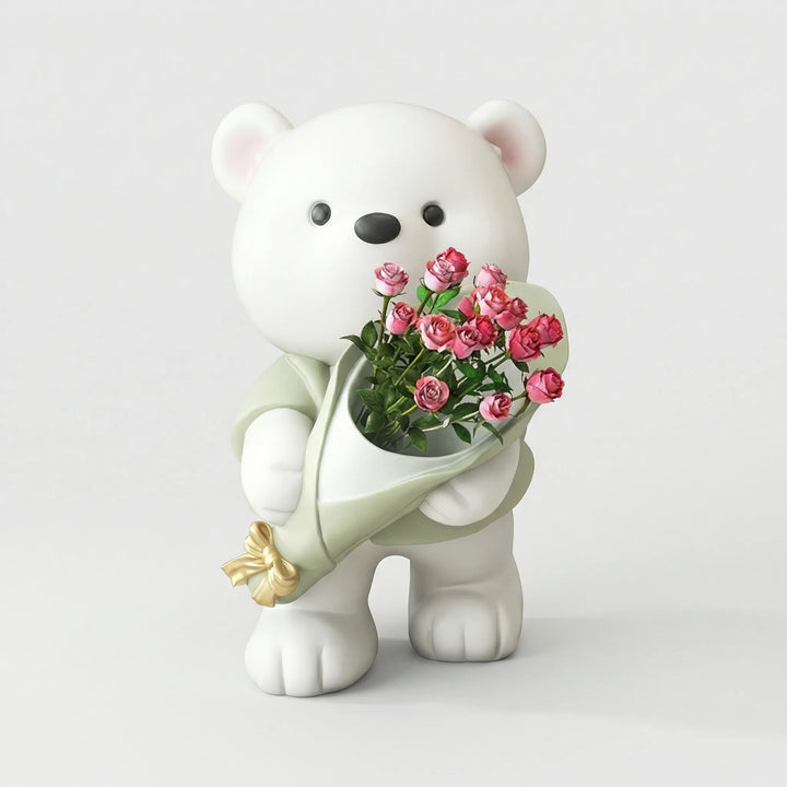 Schattig Beertje Met Bloemenboeket - TeddyBloom