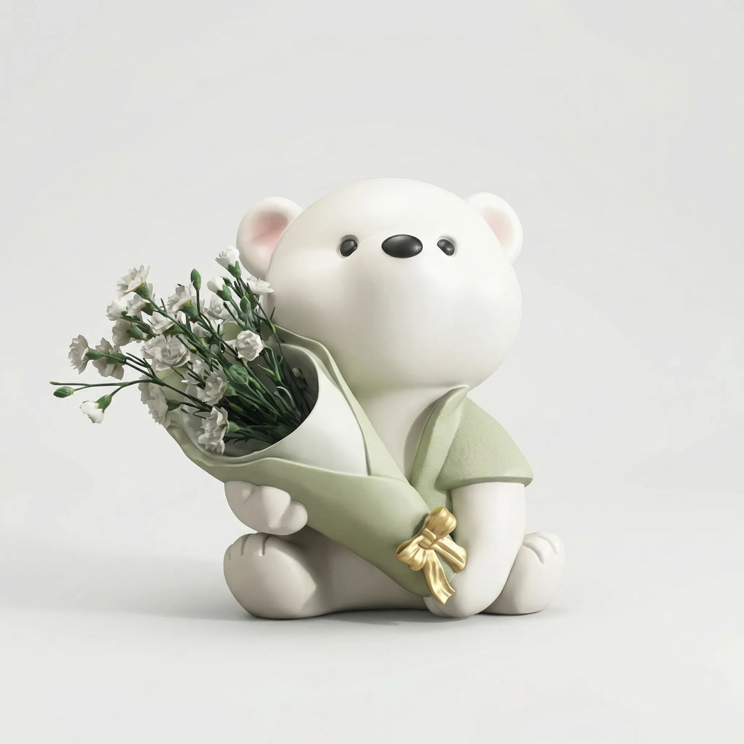 Schattig Beertje Met Bloemenboeket - TeddyBloom