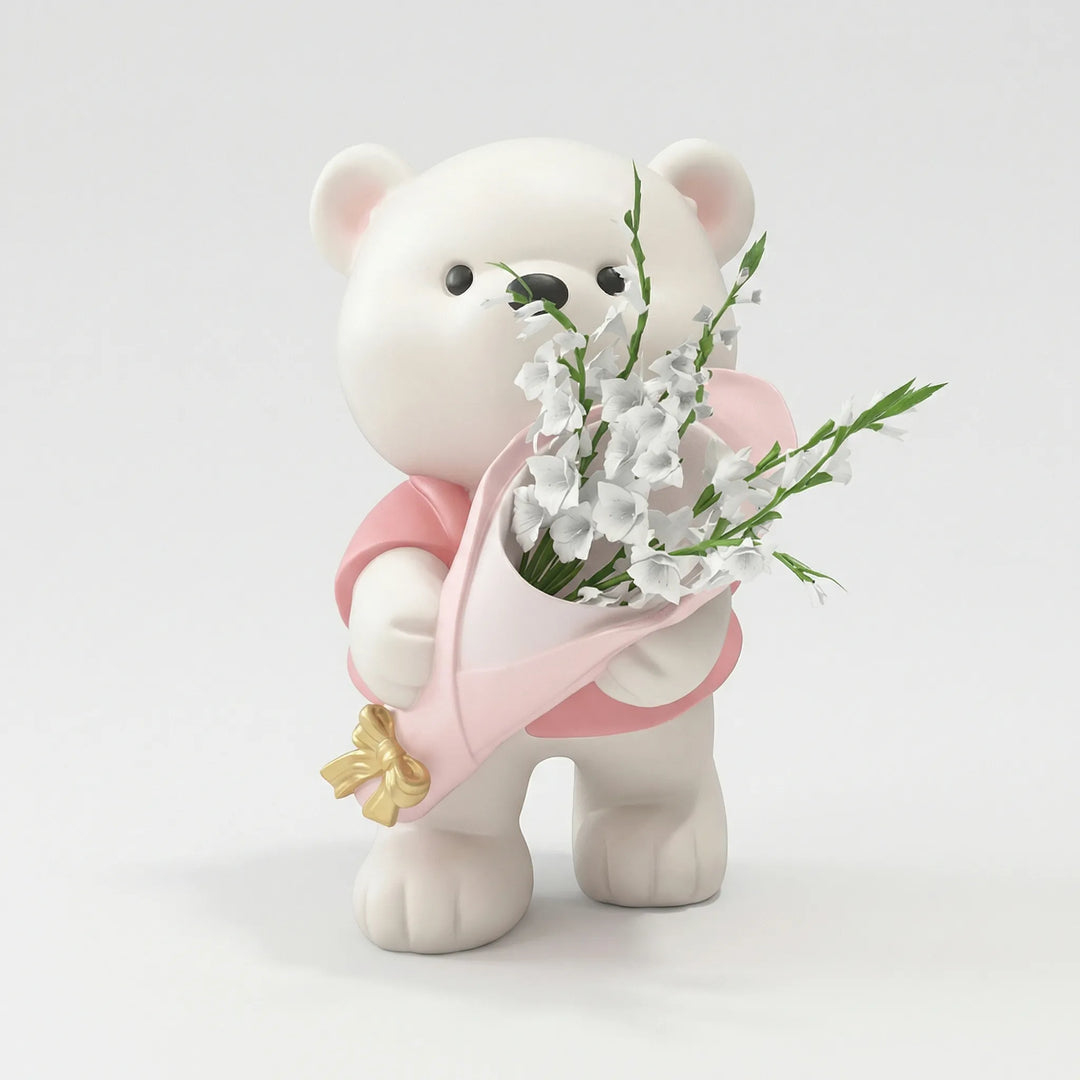 Schattig Beertje Met Bloemenboeket - TeddyBloom
