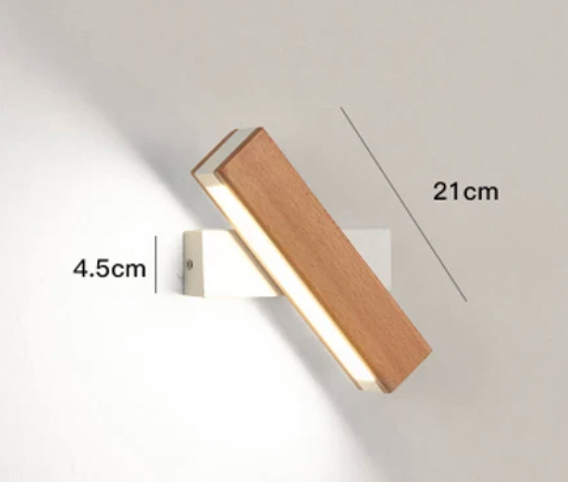 Beige and white Japanese-style LED wall light, detail view with dimension lines and a white mount.