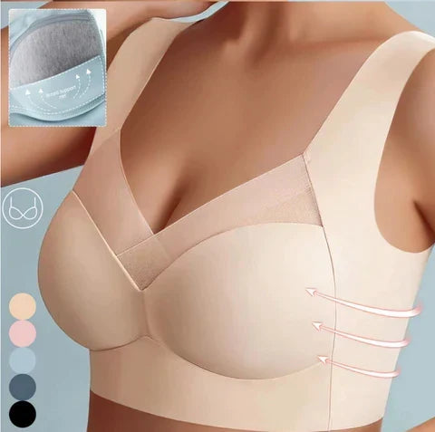 Beige bra detail showing side support, inner padding, and a color swatch column.