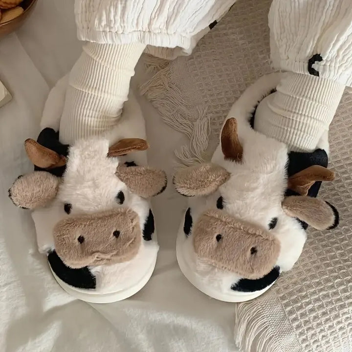 Plush slippers in cow design - PlushCow
