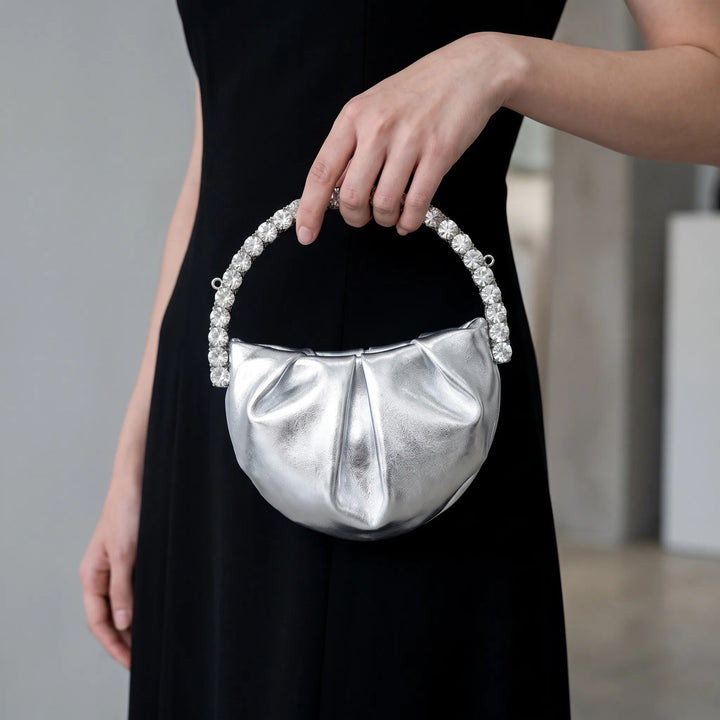 Semi-Circular Embellished Evening Clutch - Novalia