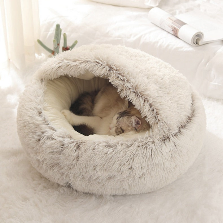 Semi-Enclosed Hooded Cat Cave Bed - Felinook